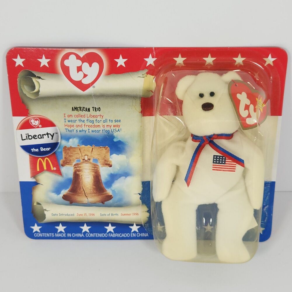 Vtg McDonald's TY Beanie Baby Liberty the‎ Bear 2000 with original packaging